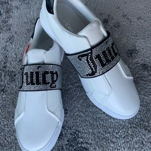 NEW Juicy Couture rhinestone slip on sneakers size 7.5 athletic white leather